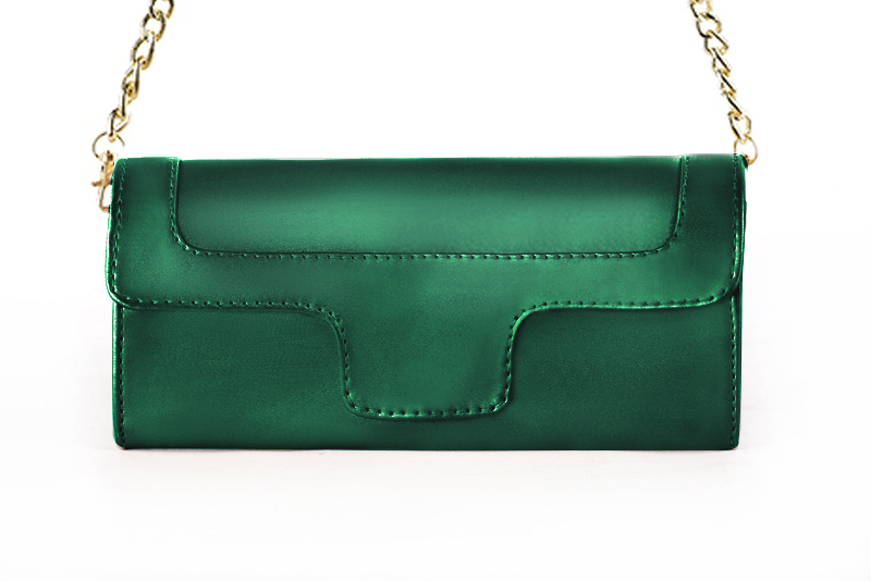 Women's emerald green luxurious elegant clutch for ceremonies, weddings and evenings out. - Profile view